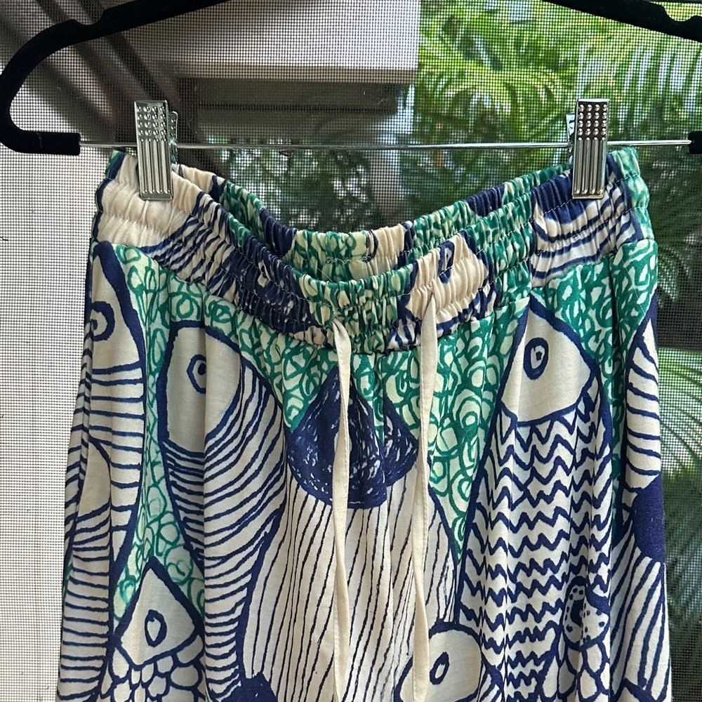 Stylish Fish Print Wide-Leg Pants - Picture 3 of 5